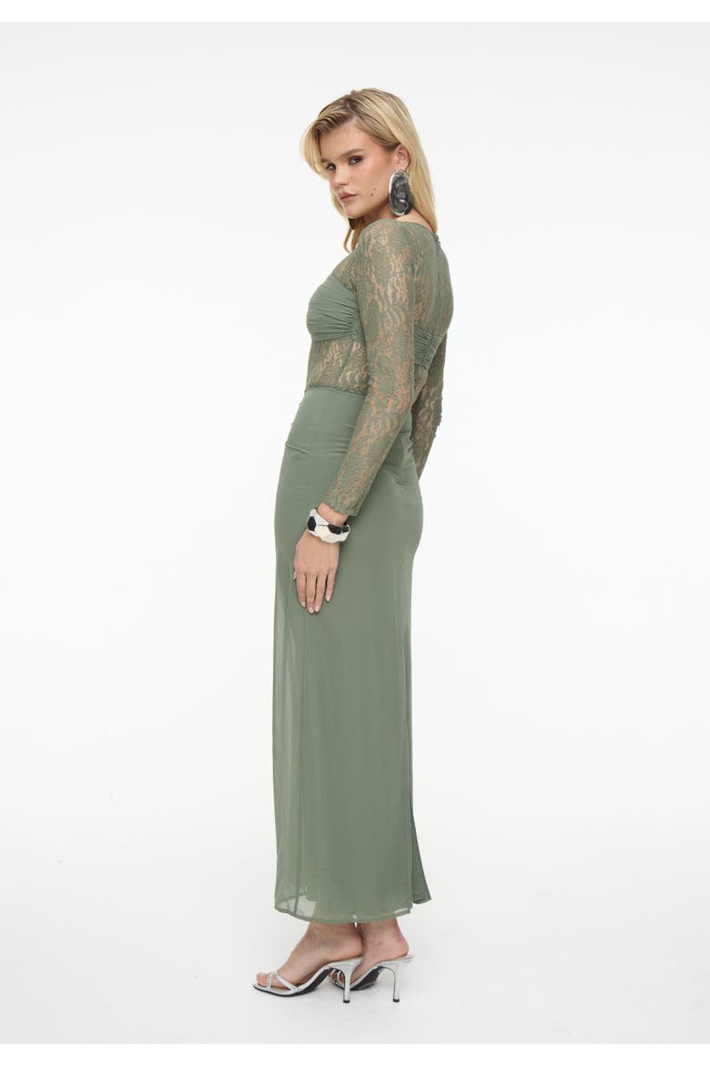 Chiffon Maxi Dress With Ruched detailing, Alternate, color, GREEN