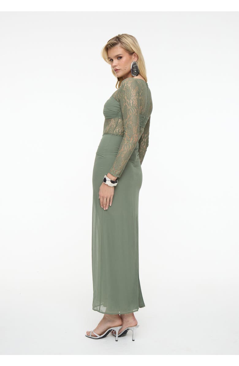 BEAUUT Chiffon Maxi Dress With Ruched detailing, Alternate, color, Green