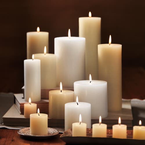 Tag Chapel White Pillar Paraffin Wax Candle Set Of 6 Unscented In White