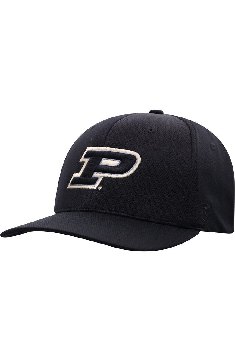 TOP OF THE WORLD Men's Top of the World Black Purdue Boilermakers Reflex Logo Flex Hat, Main, color, 
