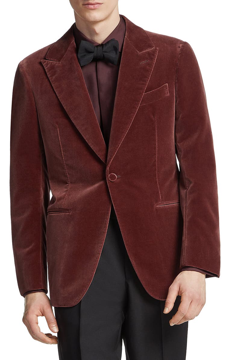 ZEGNA Couture Peak Lapel Velveteen Dinner Jacket, Main, color, 