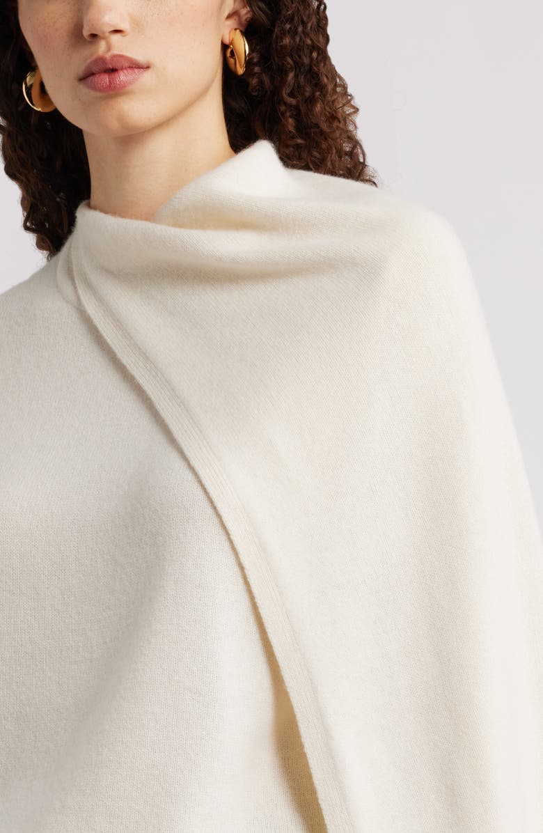 Nordstrom Scarf Collar Wool & Cashmere Sweater, Alternate, color, Ivory Pristine