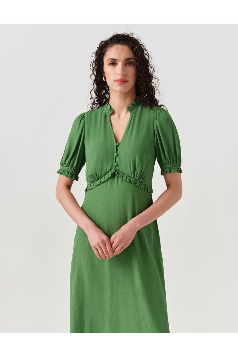 Jolene V-neck Crepe Midi Dress, Alternate, color, Green
