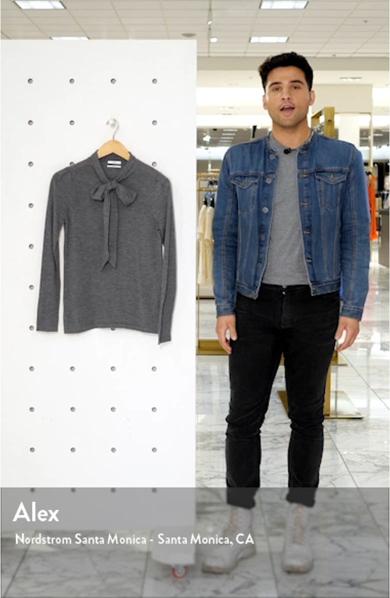 Essentials Tie Neck Cashmere Sweater, sales video thumbnail