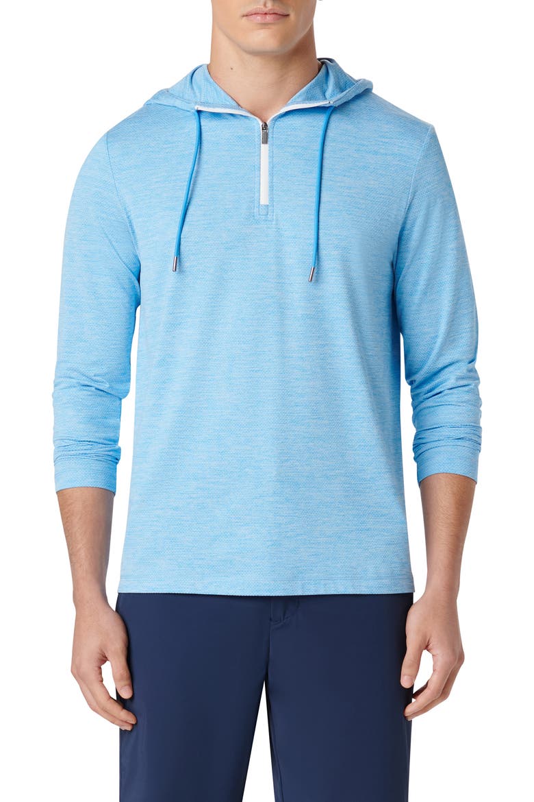 Quarter Zip Performance Hoodie, Main, color, AZURE