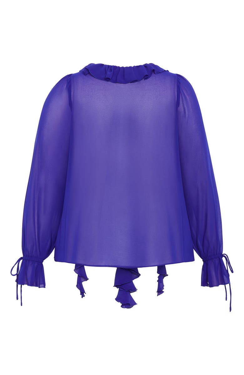 City Chic Felix Ruffle Long Sleeve Tiered Dress, Alternate, color, Cobalt