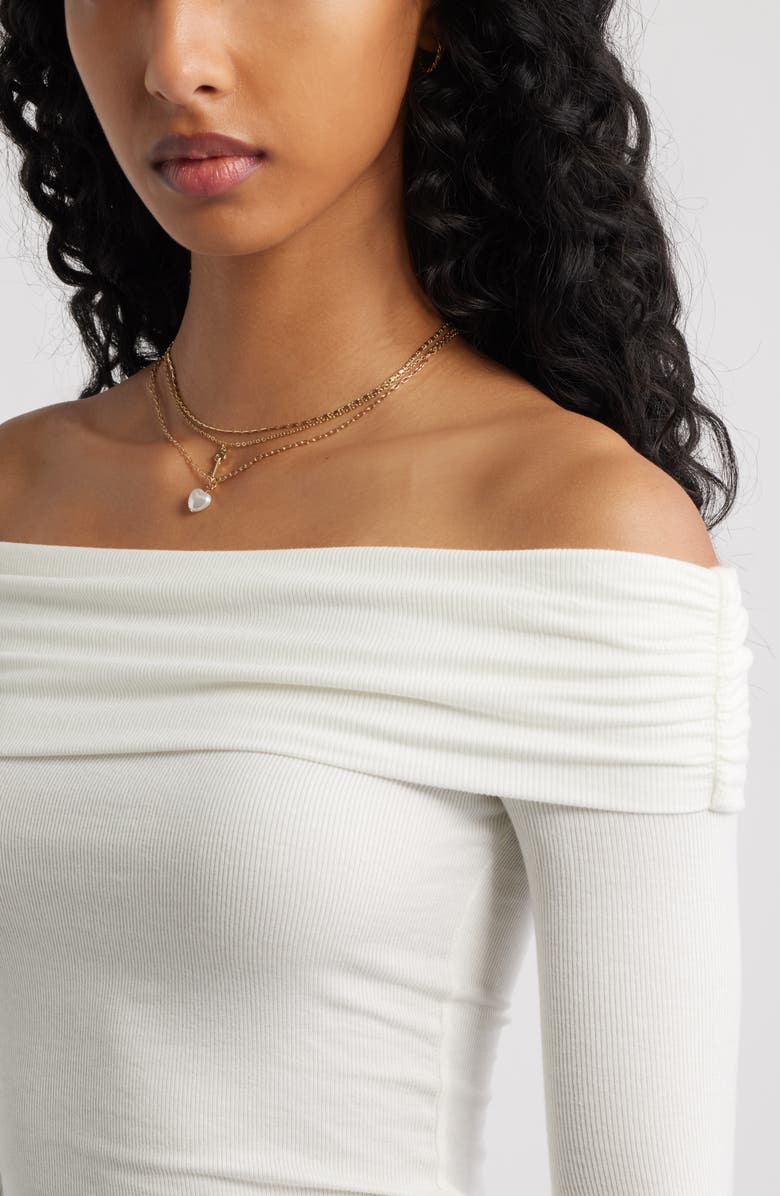 BP. Rib Off the Shoulder Top, Alternate, color, Ivory
