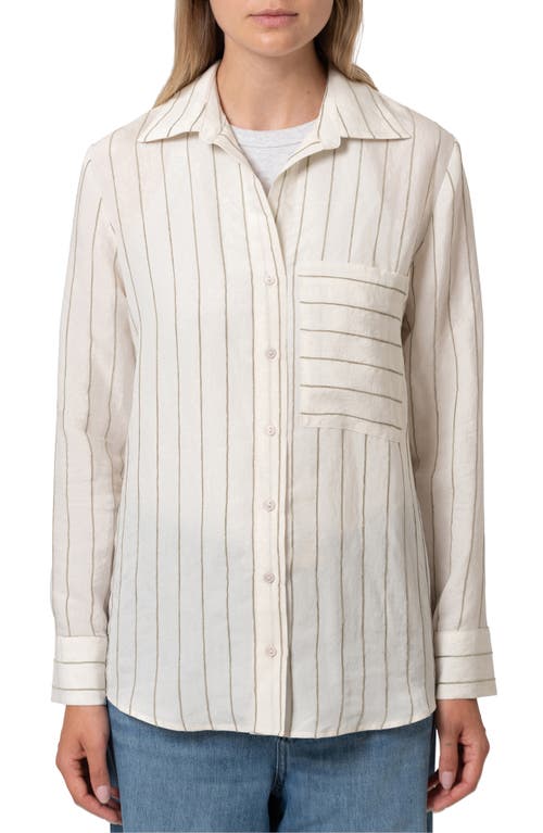 Mavi Jeans Oversize Stripe Button-up Shirt In Khaki Stripe