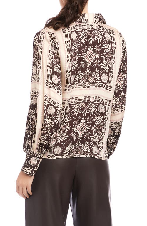 Fifteen Twenty Tess Block Print Satin Shirt In Multi