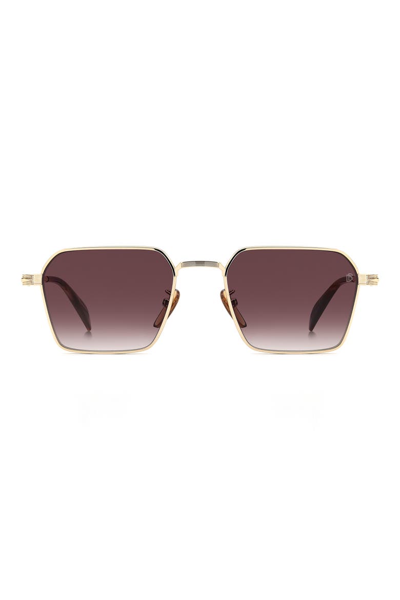 DB 1245/S 53mm Rectangular Sunglasses, Main, color, GOLD BROWN HORN/ VIOLET SF AR