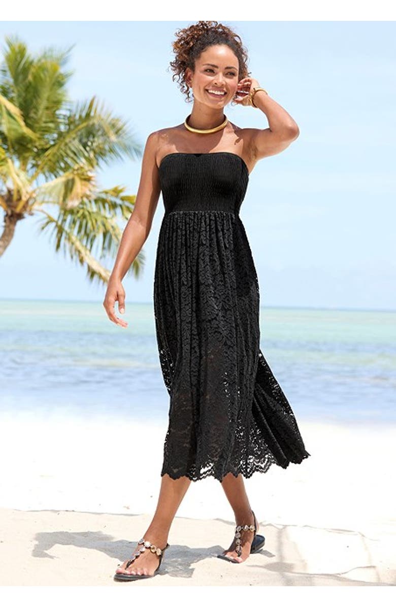 LASCANA Women's Convertible Lace Dress, Alternate, color, Black