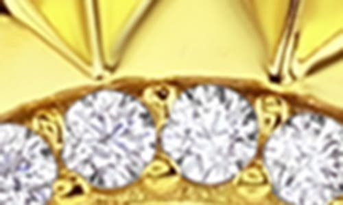 Suzy Levian Yellow Sterling Silver White Cubic Zirconia Circle Pointed Sunburst Pendant
