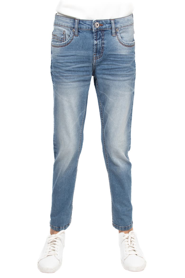 Kids' Cultura Stretch Straight Leg Jeans, Main, color, MED BLUE