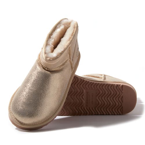 Dearfoams Fireside Riverland Genuine Shearling Micro Bootie In Gold
