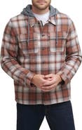 Levi's Plaid Faux Shearling Lined Jersey Hood Shirt Jacket