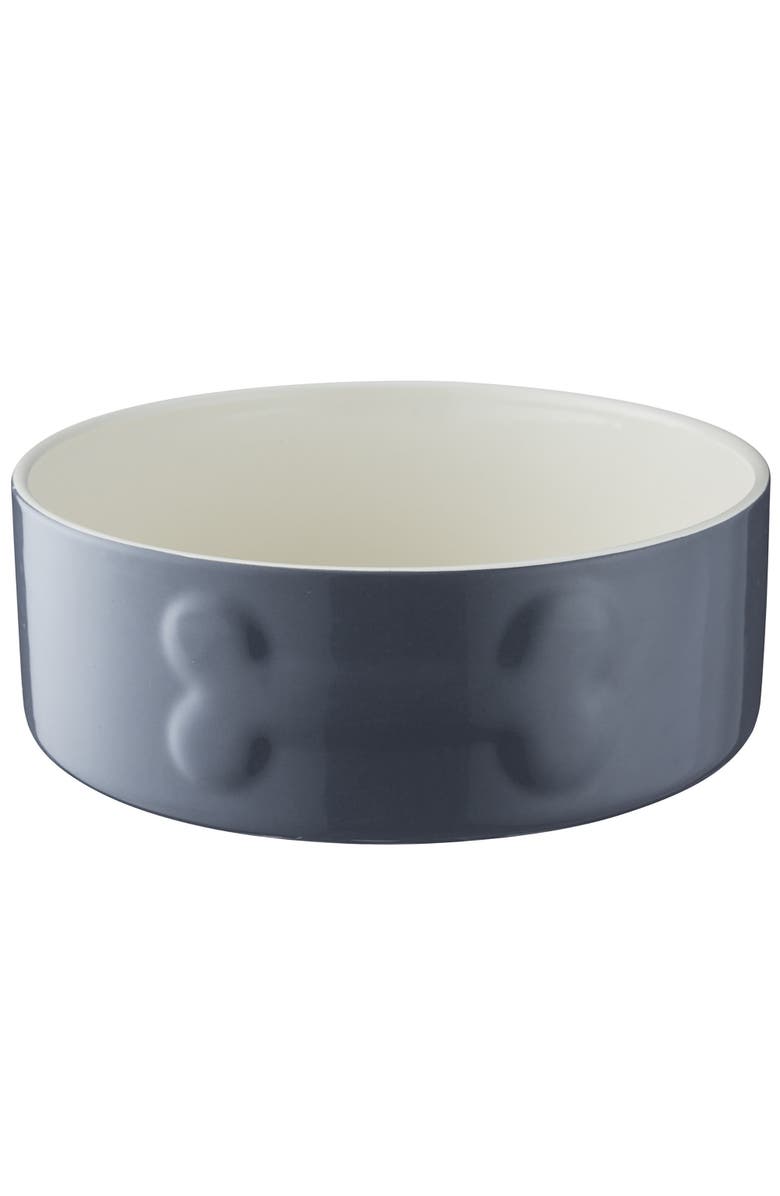 MASON CASH Embossed Bone Dog Bowl, 8 Inch, 50.7oz, Food and Water Dish, Main, color, Gray