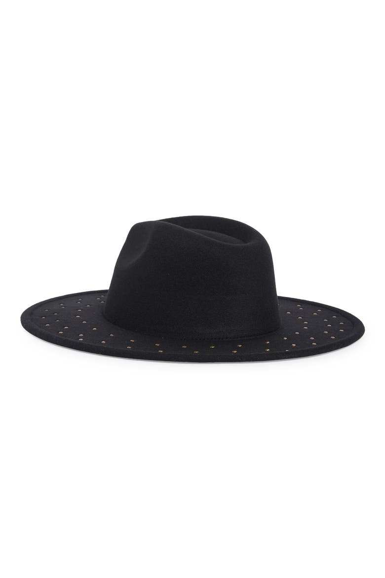 Studded Panama Hat, Alternate, color, BLACK