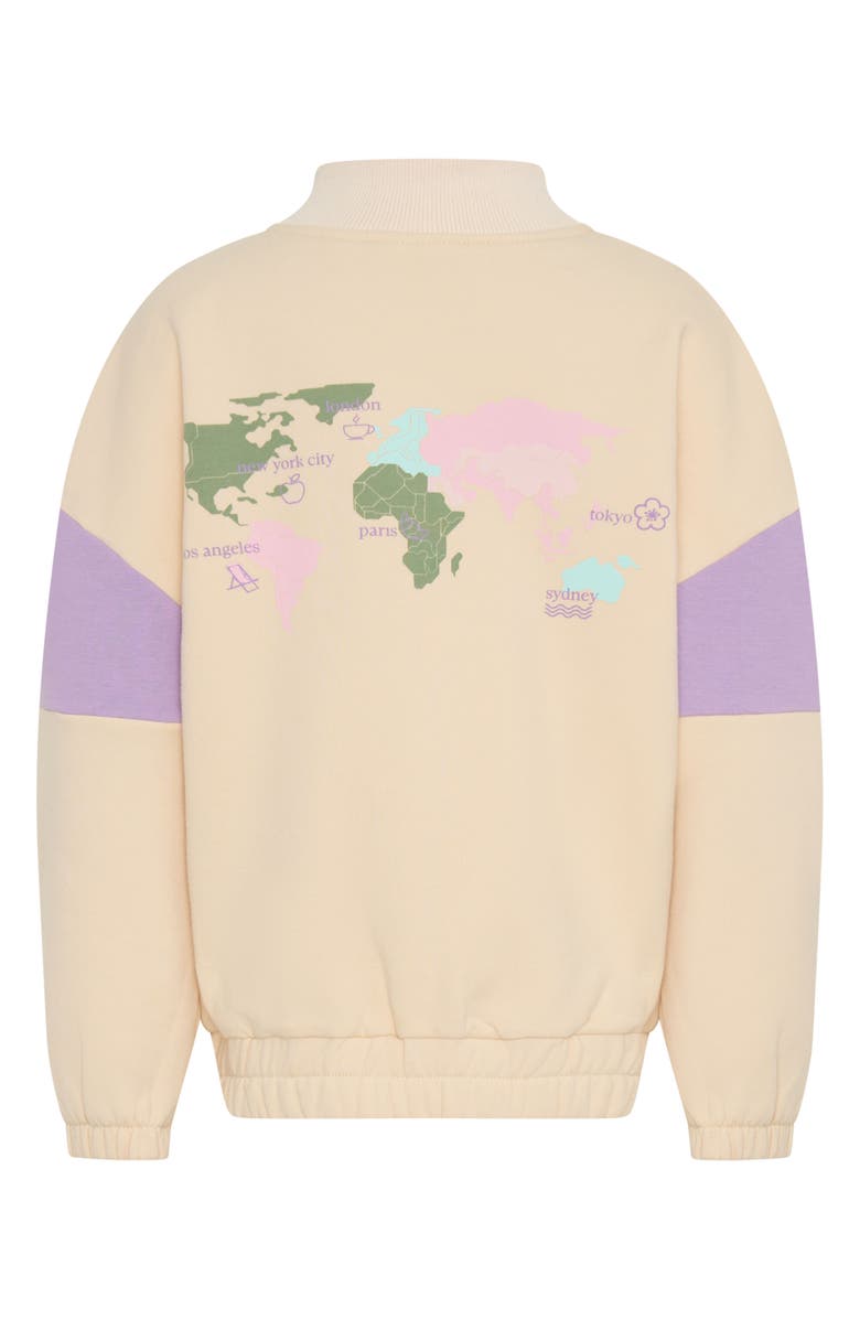 TINY TRIBE Kids' Half Zip Stretch Cotton Fleece Sweatshirt, Alternate, color, Cream