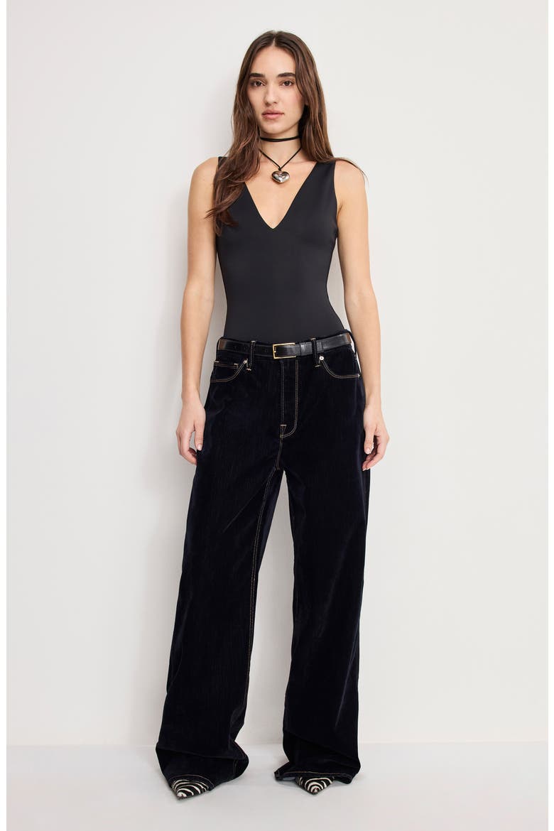 Sculpting Deep V-Neck Bodysuit, Alternate, color, BLACK001