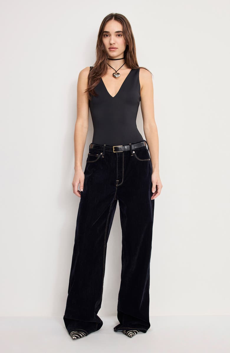 Good American Sculpting Deep V-Neck Bodysuit, Alternate, color, Black001