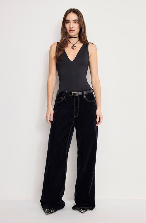 Good American Sculpting Deep V-neck Bodysuit In Black