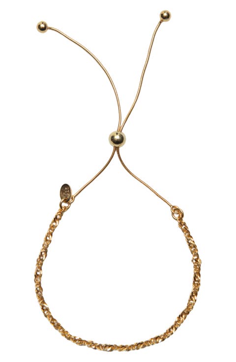 Singapore 18K Gold Plate Sterling Silver Adjustable Slide Bracelet