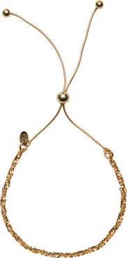 Argento Vivo Sterling Silver Singapore 18K Gold Plate Sterling Silver Adjustable Slide Bracelet