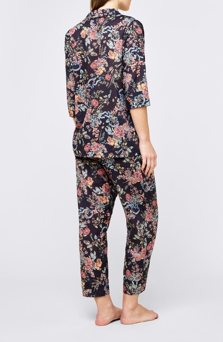 Papinelle Layla Floral Crop Cotton Voile Pajamas, Alternate, color, Navy