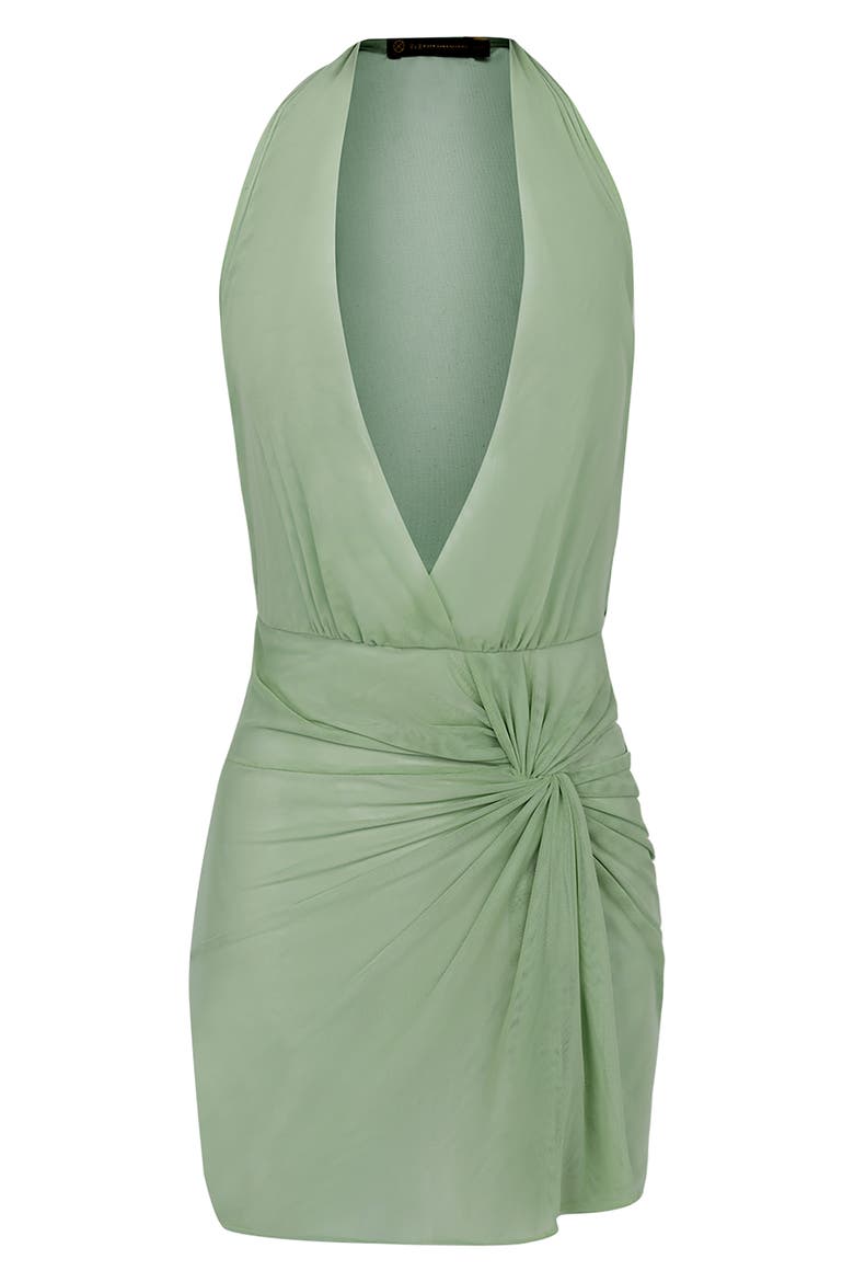 Karina Semisheer Stretch Mesh Cover-Up Minidress, Alternate, color, GREEN