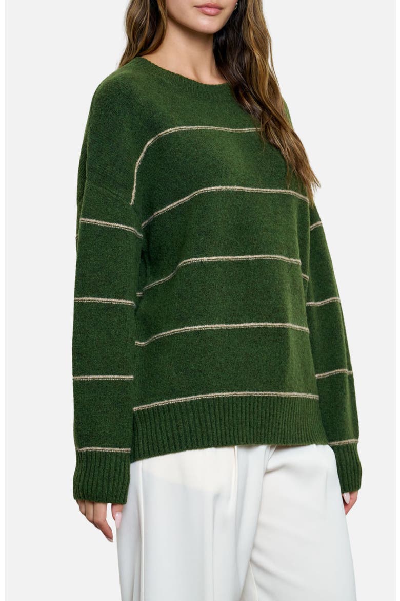 Stripe Crewneck Sweater, Alternate, color, HUNTER GREEN