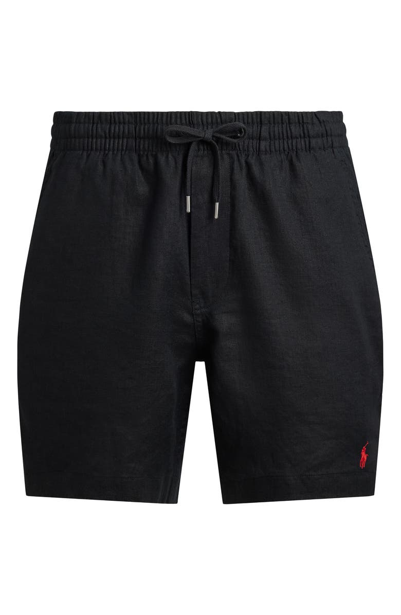 Polo Ralph Lauren Polo Prepster 6-Inch Drawstring Linen Shorts, Alternate, color, Polo Black