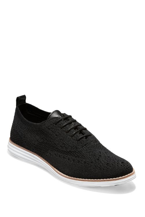 Cole Haan Original Grand Stitchlite Wingtip Oxford In Black Knit/optic White