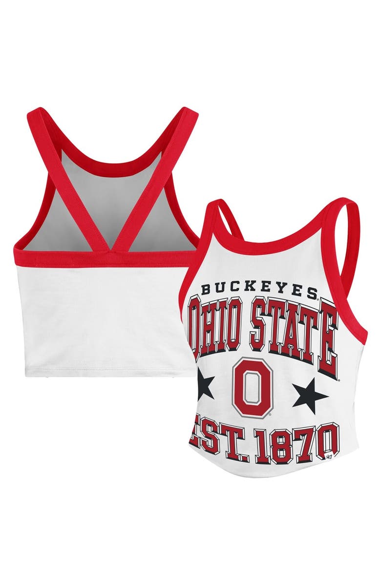 '47 Women's '47 White Ohio State Buckeyes Energize Sporty Cropped Racerback Tank Top, Main, color,
