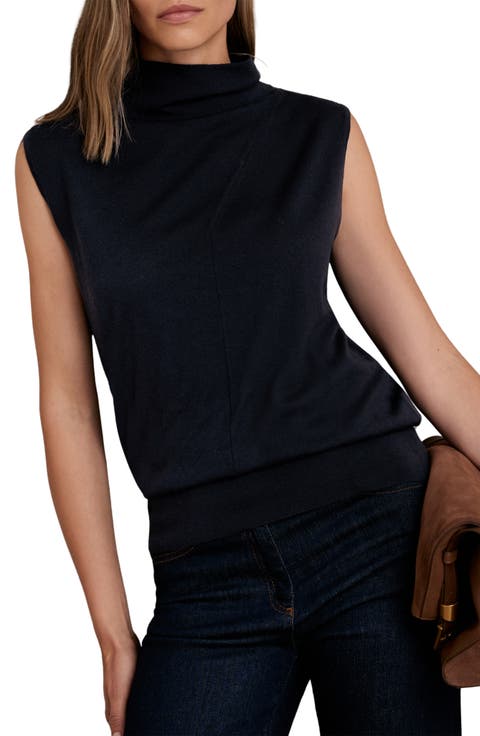 Harper Funnel Neck Sleeveless Wool Sweater