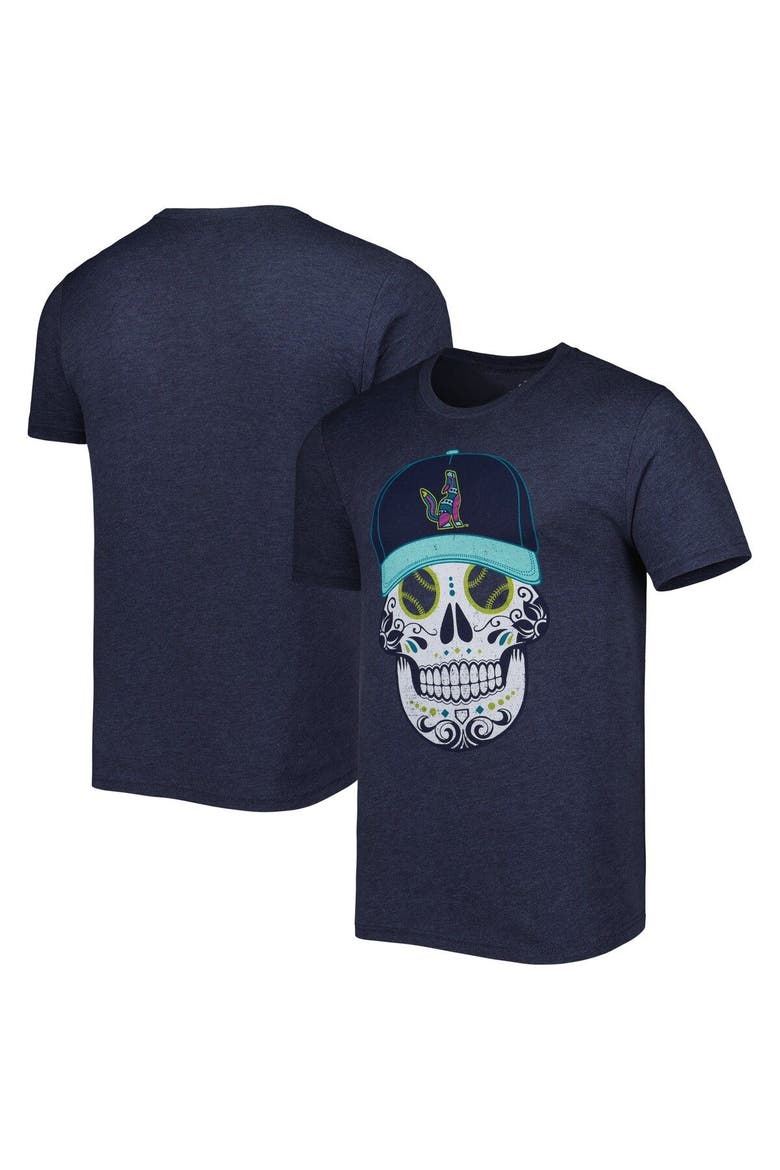 Men's Heathered Navy Soñadores de Hillsboro Copa de la Diversion Sugar Skull Tri-Blend T-Shirt, Main, color, Navy