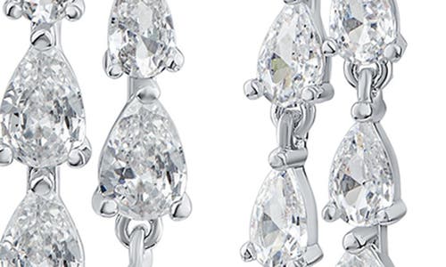 Cz By Kenneth Jay Lane Pear Cut Cubic Zirconia Double Row Drop Earrings In White