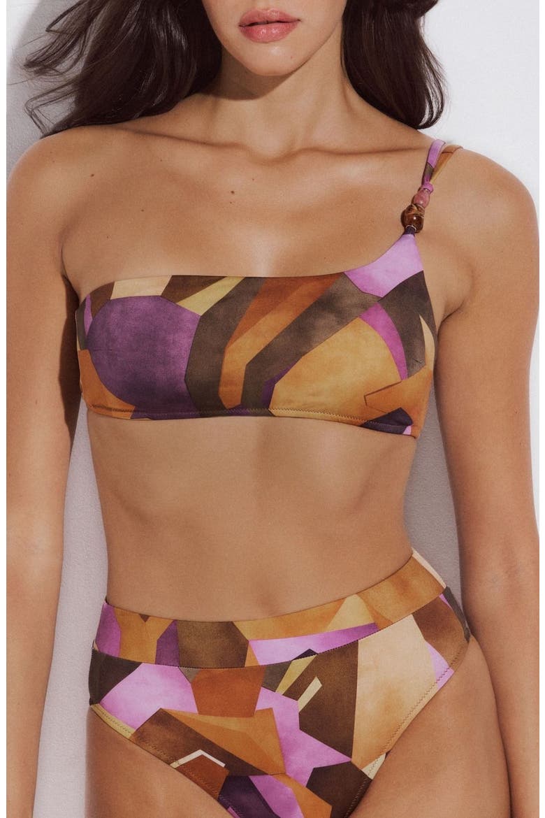 Sofia One Shoulder Bikini Top, Main, color, Geometric Purple