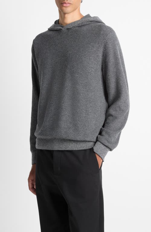 Vince Geometric Jacquard Wool & Cashmere Blend Hoodie In Gray