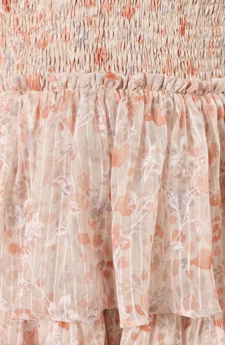 Petal & Pup Kristah Floral Tiered Maxi Dress, Alternate, color, Peach Floral