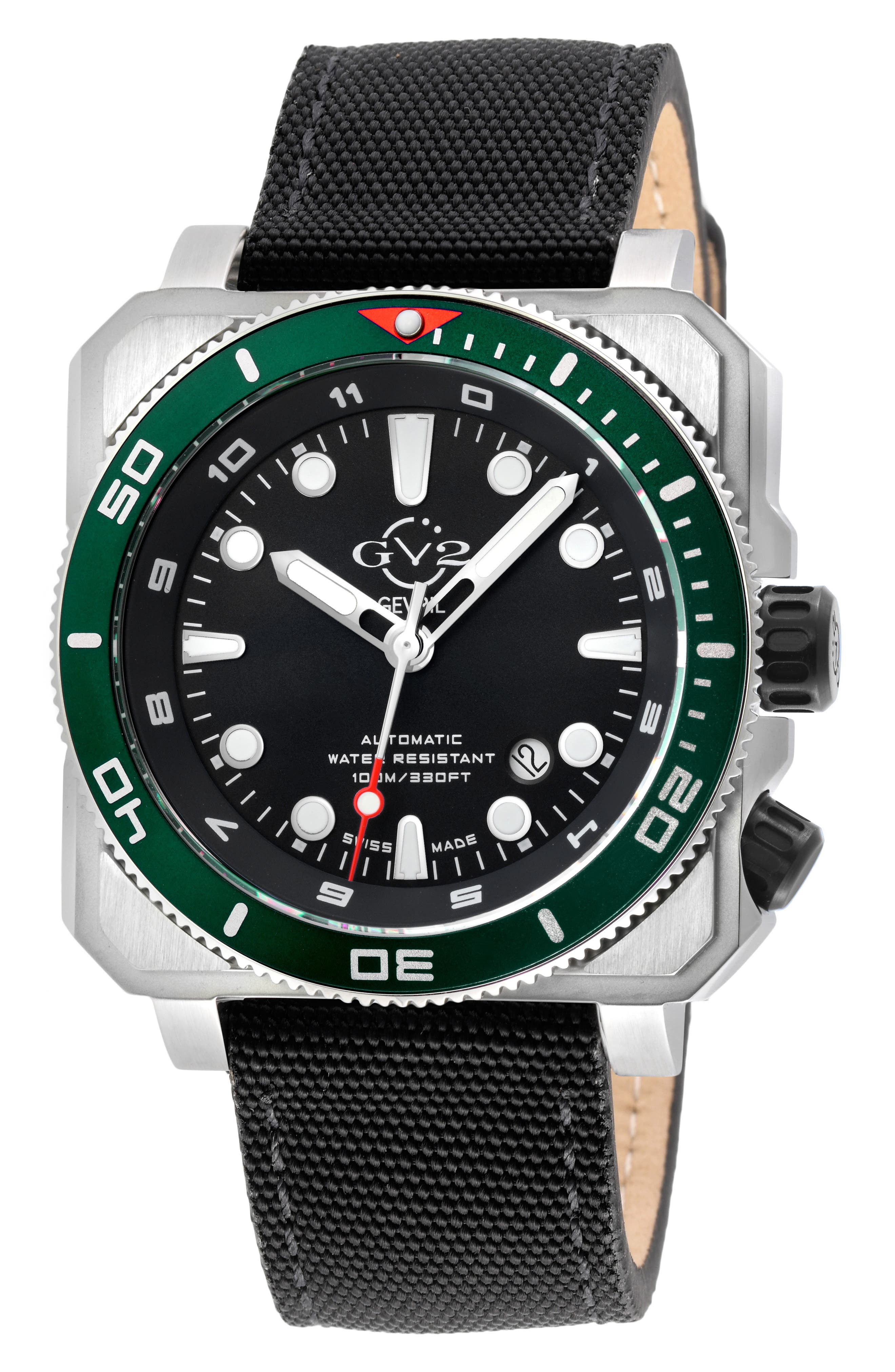 GV2 XO Submarine Canvas Strap Watch, 44mm