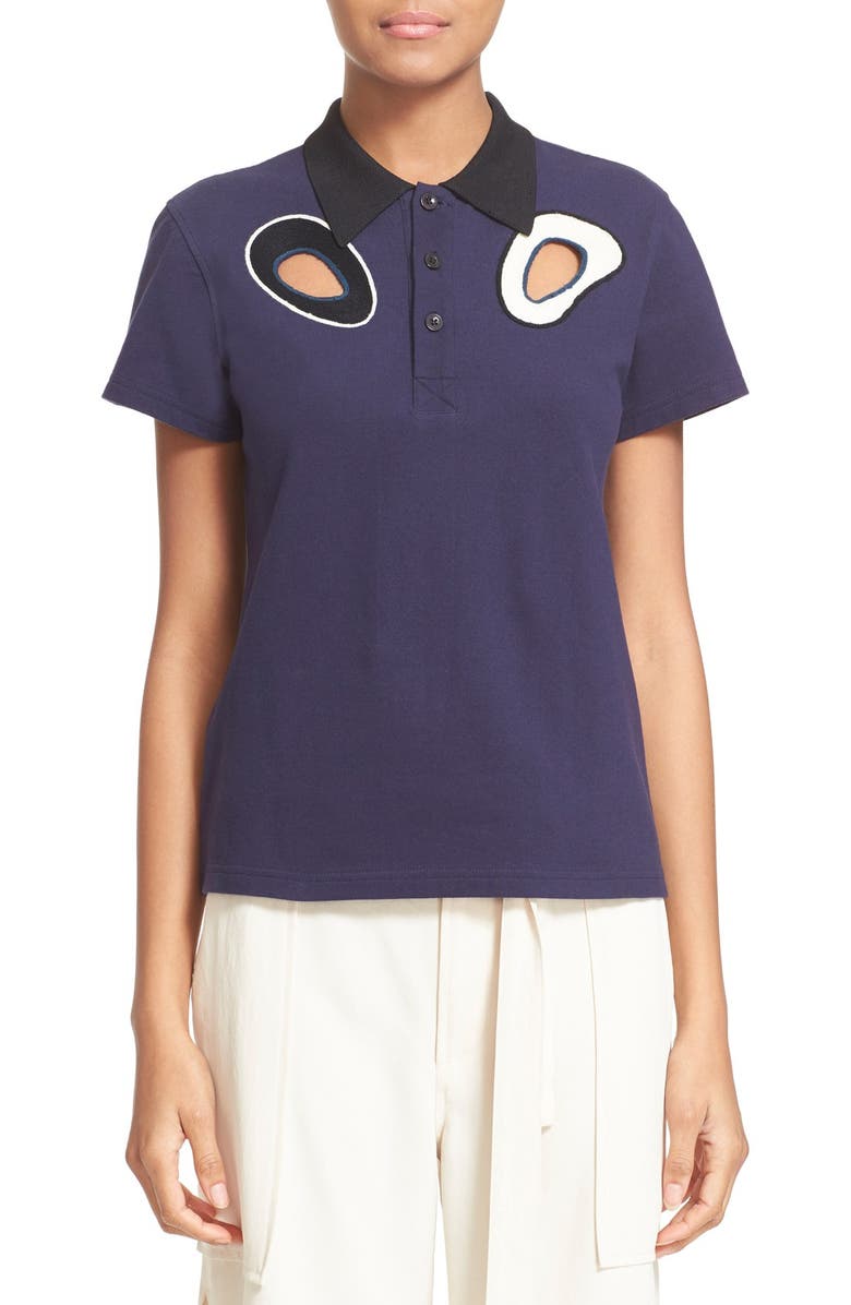 Opening Ceremony Embroidered Piqué Cotton Polo, Main, color, 