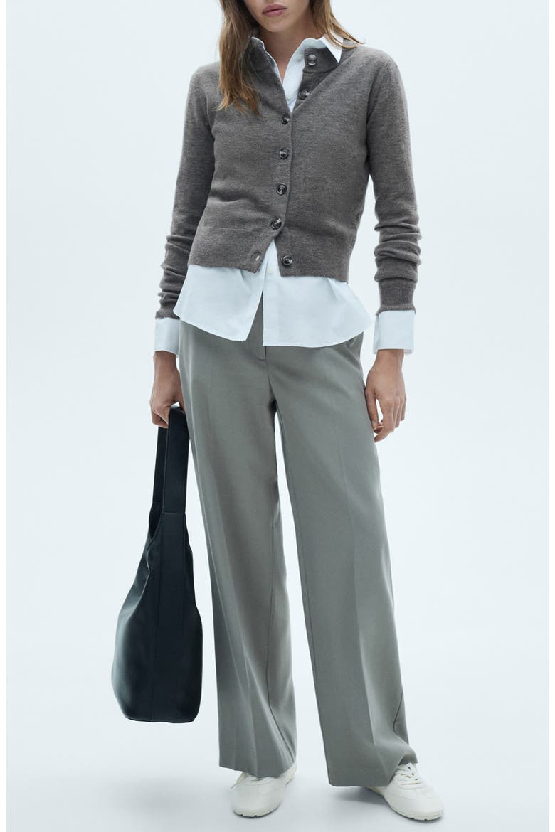 Crewneck Cardigan, Alternate, color, DARK HEATHER GREY