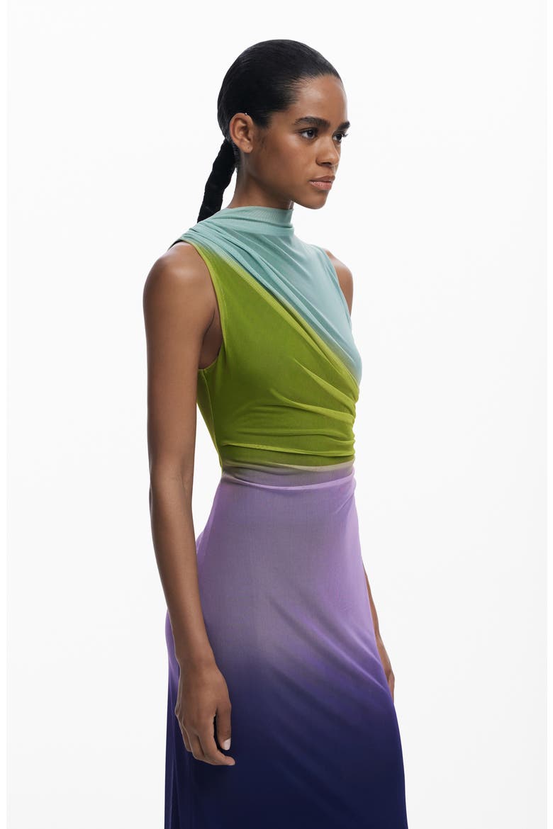 Ombré Print Sleeveless Ruched Maxi Dress, Alternate, color, PURPLE