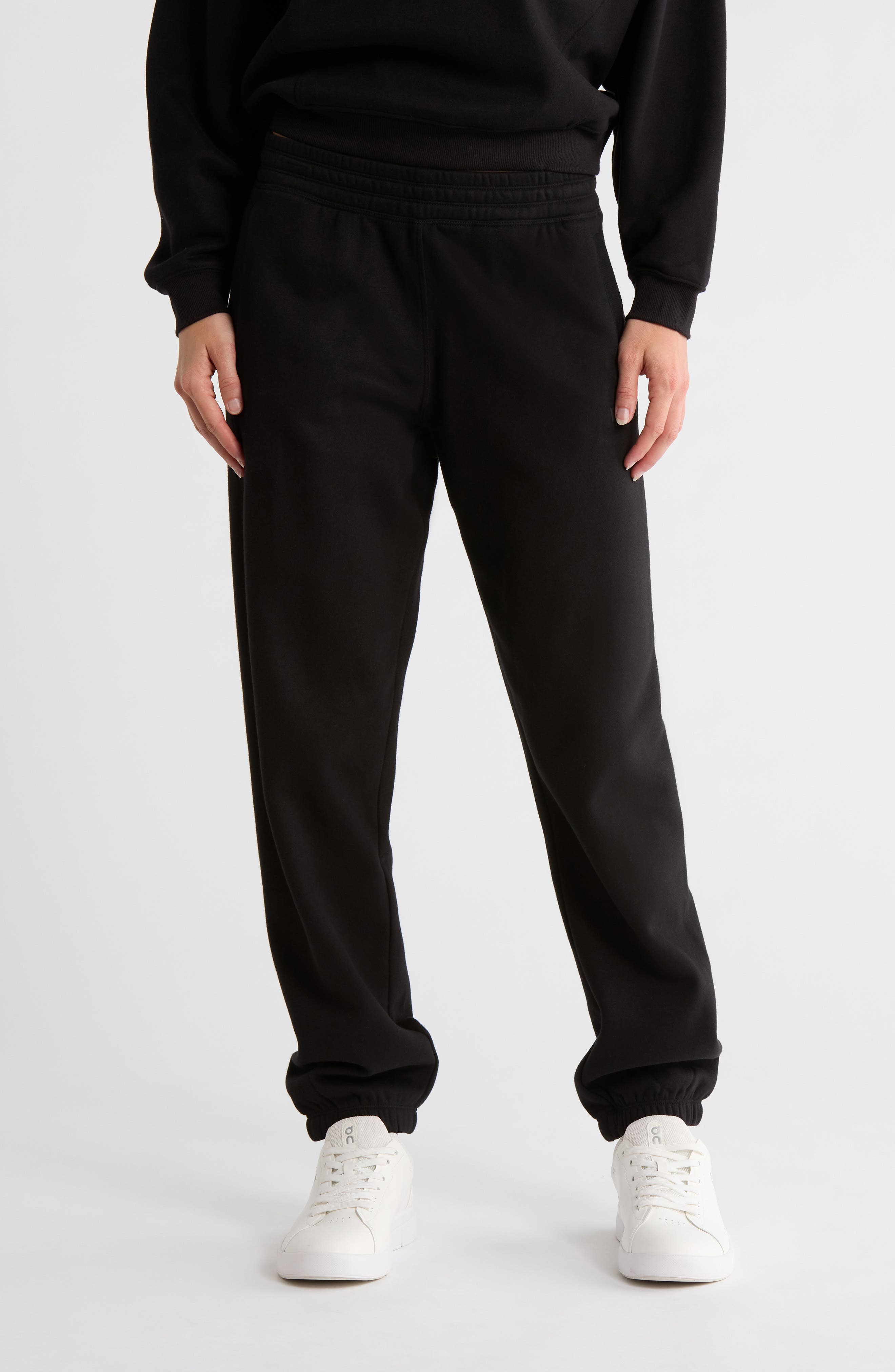 DKNY Damen Fleece Jogginghose – Bequeme Sweatpants Mit Logo, Kordelzug & Taschen Für Sport & Lounge