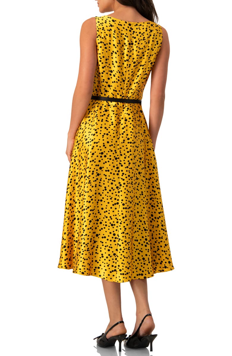 IVONNE Polka Dot A-Line Midi Dress, Alternate, color, Yellow