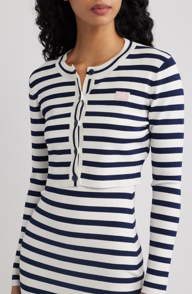 LoveShackFancy Avanette Crop Cardigan, Alternate, color, Sailor Night