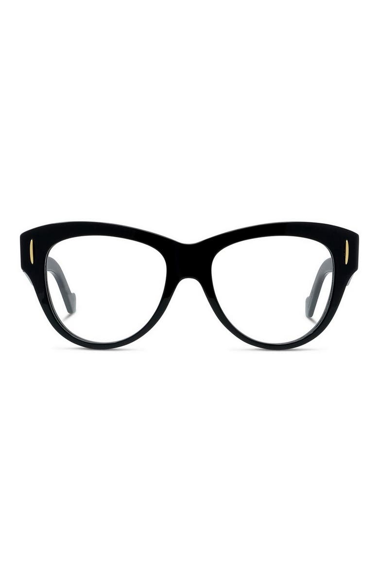 Anagram 52mm Round Optical Glasses, Main, color, SHINY BLACK