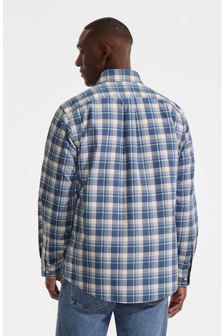 Traditional Fit No Iron Twill Shirt, Alternate, color, Light Indigo Blue/Yellow Plaid