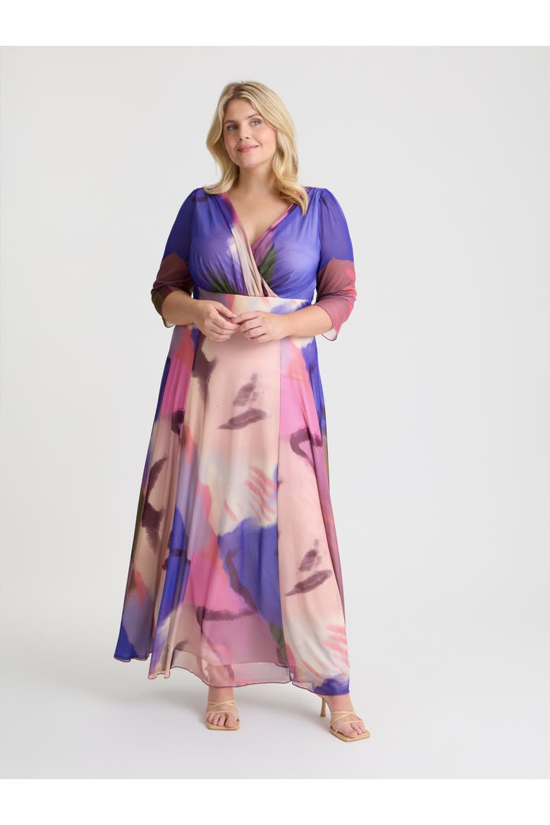 Verity Abstract Print Maxi Gown, Main, color, Aqua Blue Peach