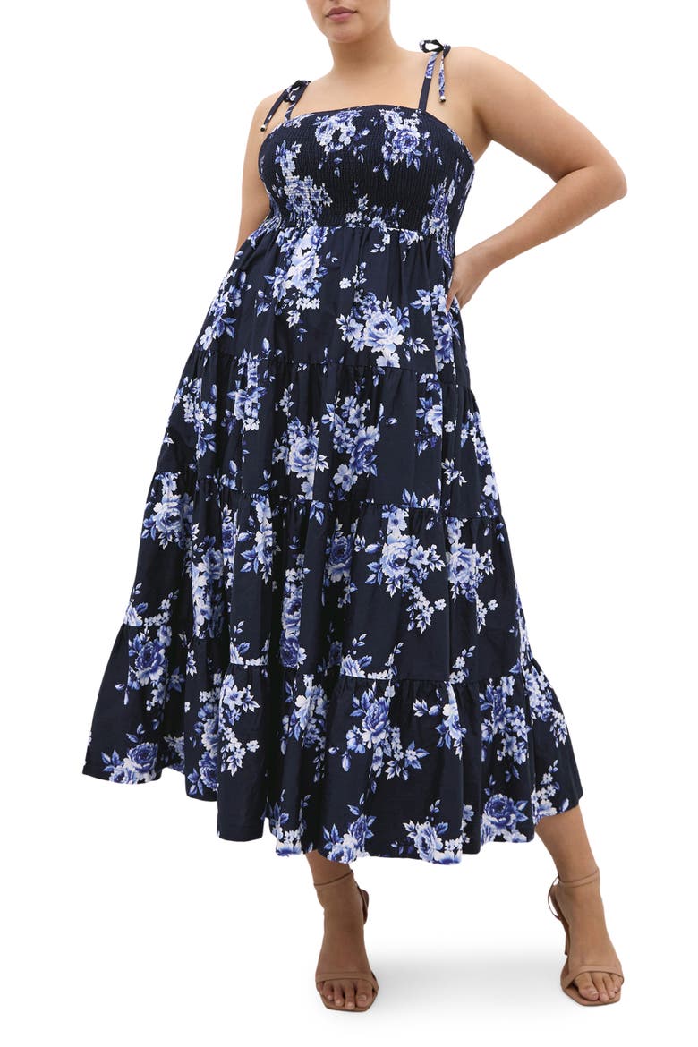 Marli Floral Print A-Line Dress, Main, color, AMALFI FLORAL